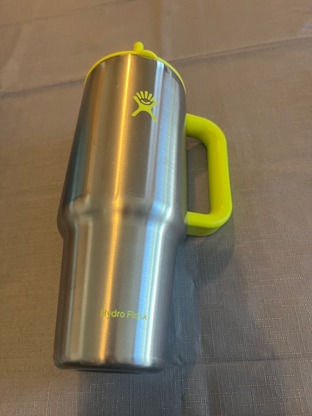 Hydro Flask Stainless Steel with Neon Yellow Handle and Lid “limited edition!”